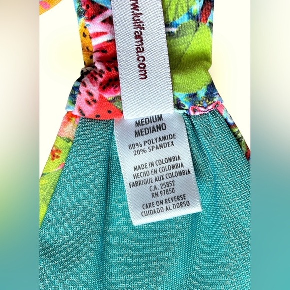 Luli Fama Revolve Knot Bow Bandeau Bikini Swim Top in Multi-Print sz Med C cup - Picture 9 of 10